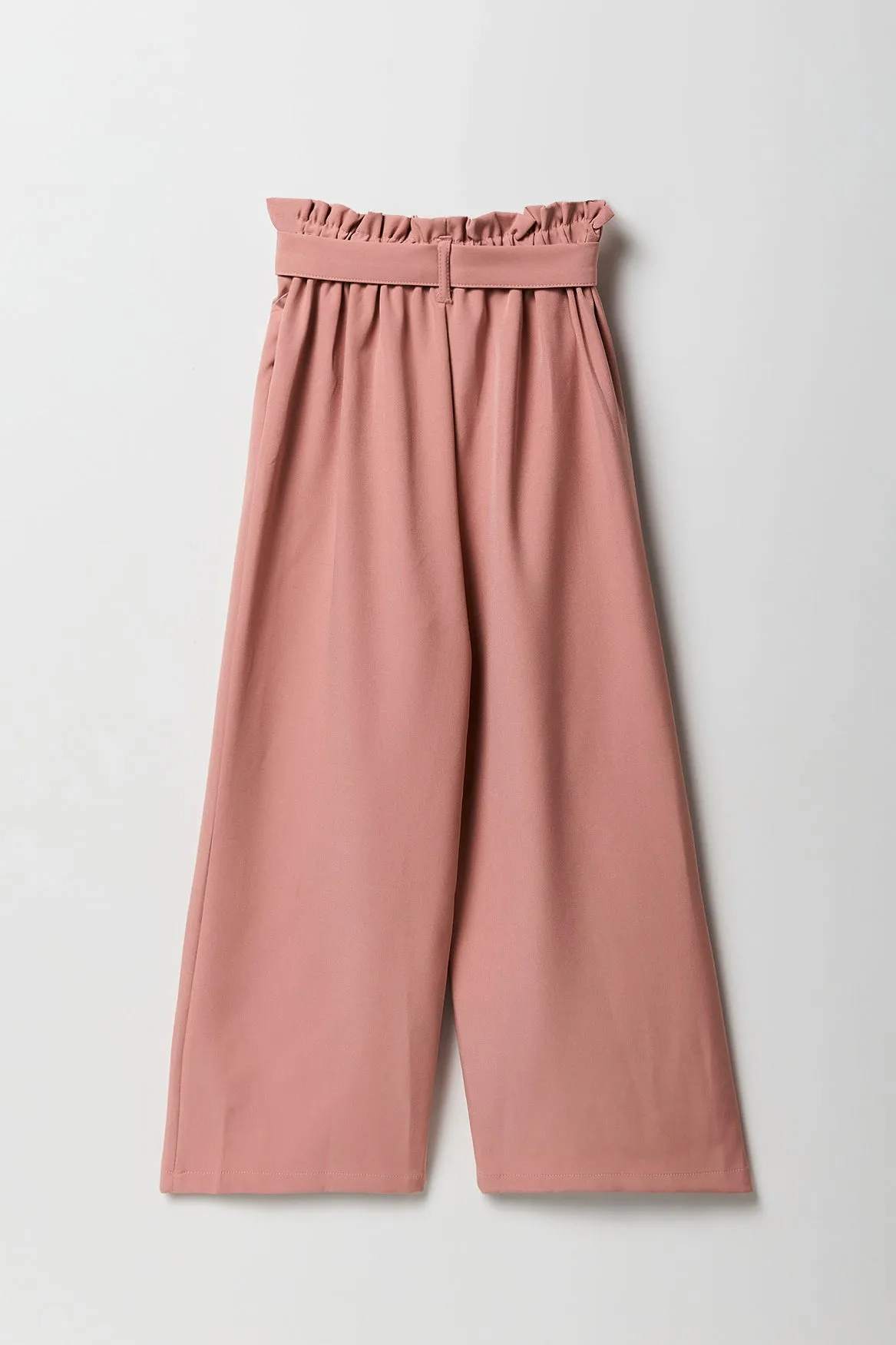 Pantalon à jambe large avec taille cintrée et ceinture pour fille
