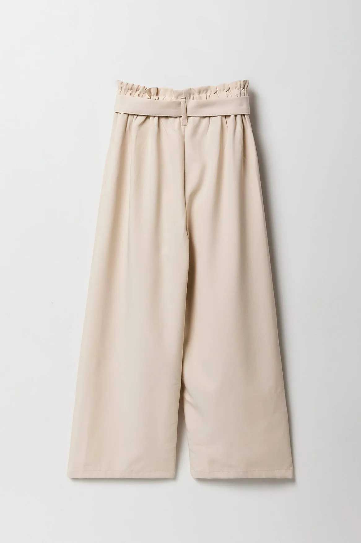 Pantalon à jambe large avec taille cintrée et ceinture pour fille