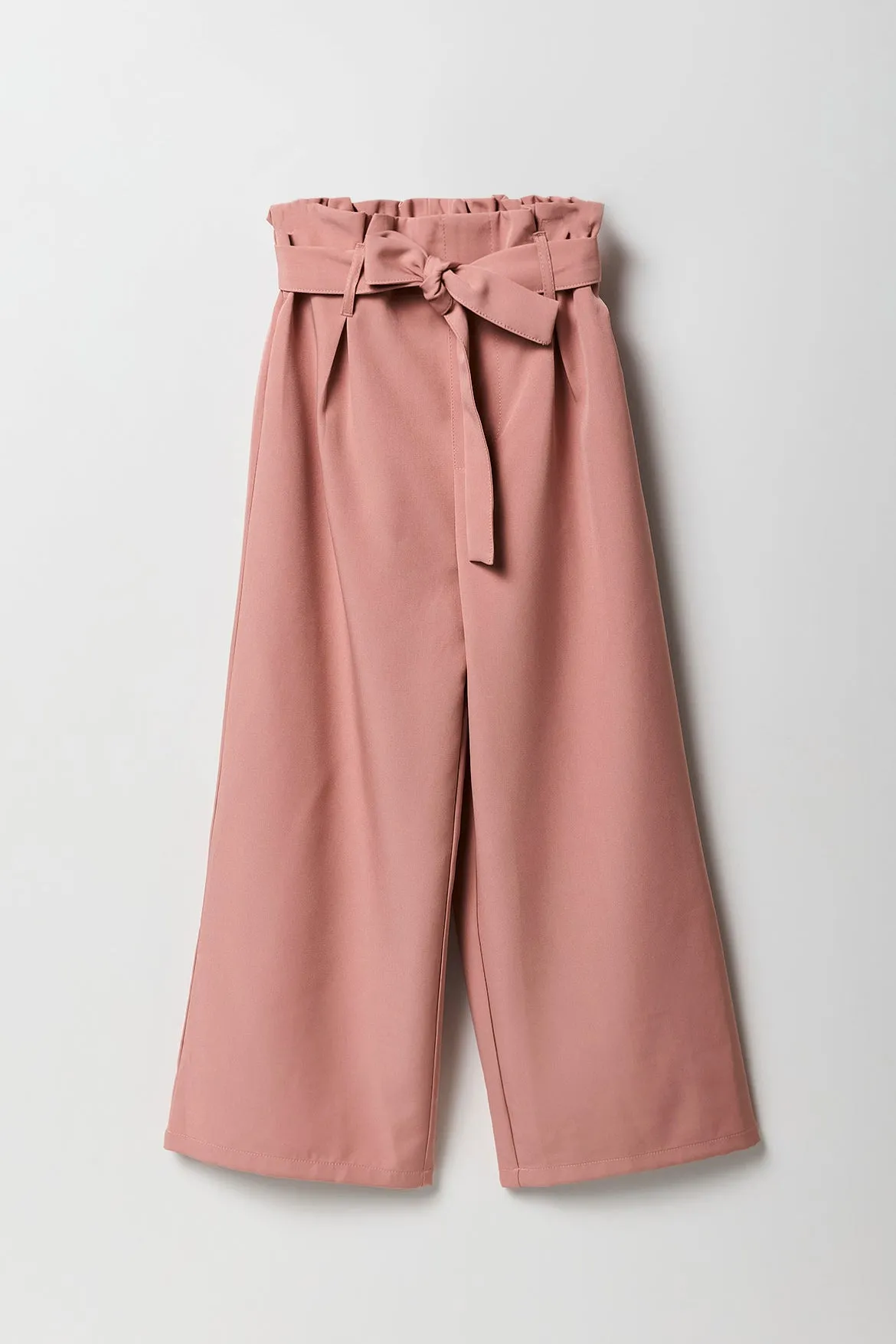 Pantalon à jambe large avec taille cintrée et ceinture pour fille