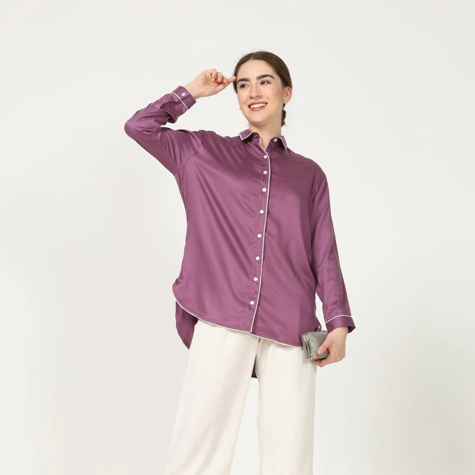 Royal Purple High Low Women's Shirt | Tencel Fabric | Everyday Elegance