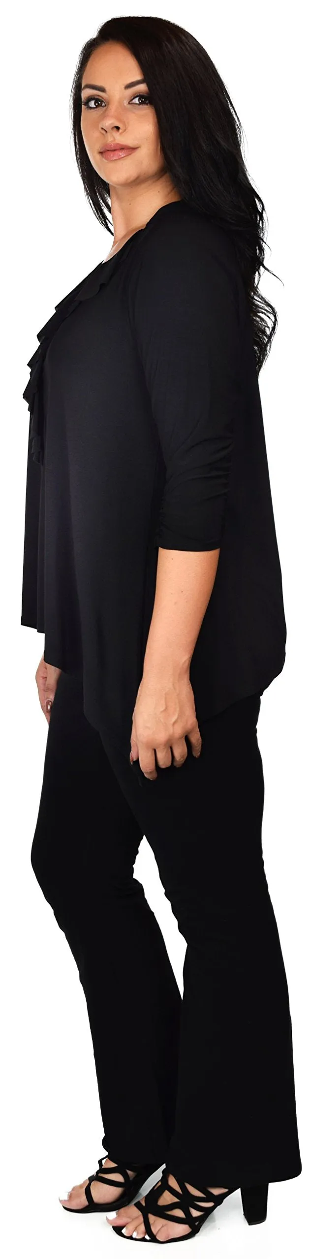 Ruffled Collar Asymmetrical Babydoll Tunic Top Blouse Shirt
