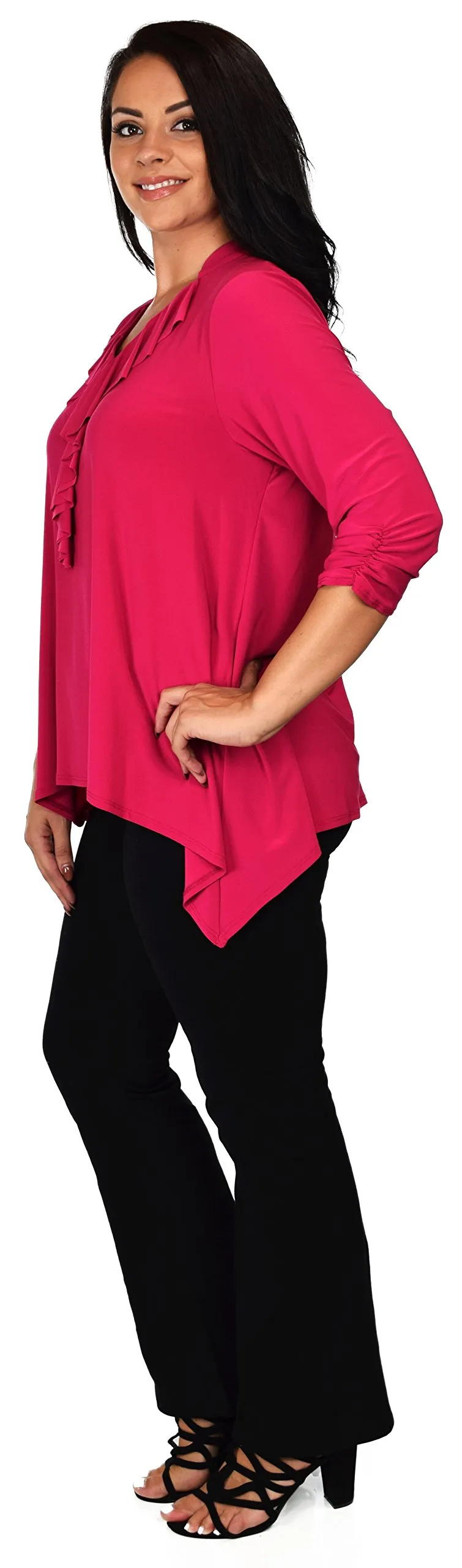 Ruffled Collar Asymmetrical Babydoll Tunic Top Blouse Shirt