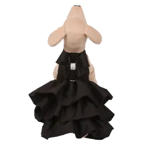 silk bow madison dress with ruffles - black