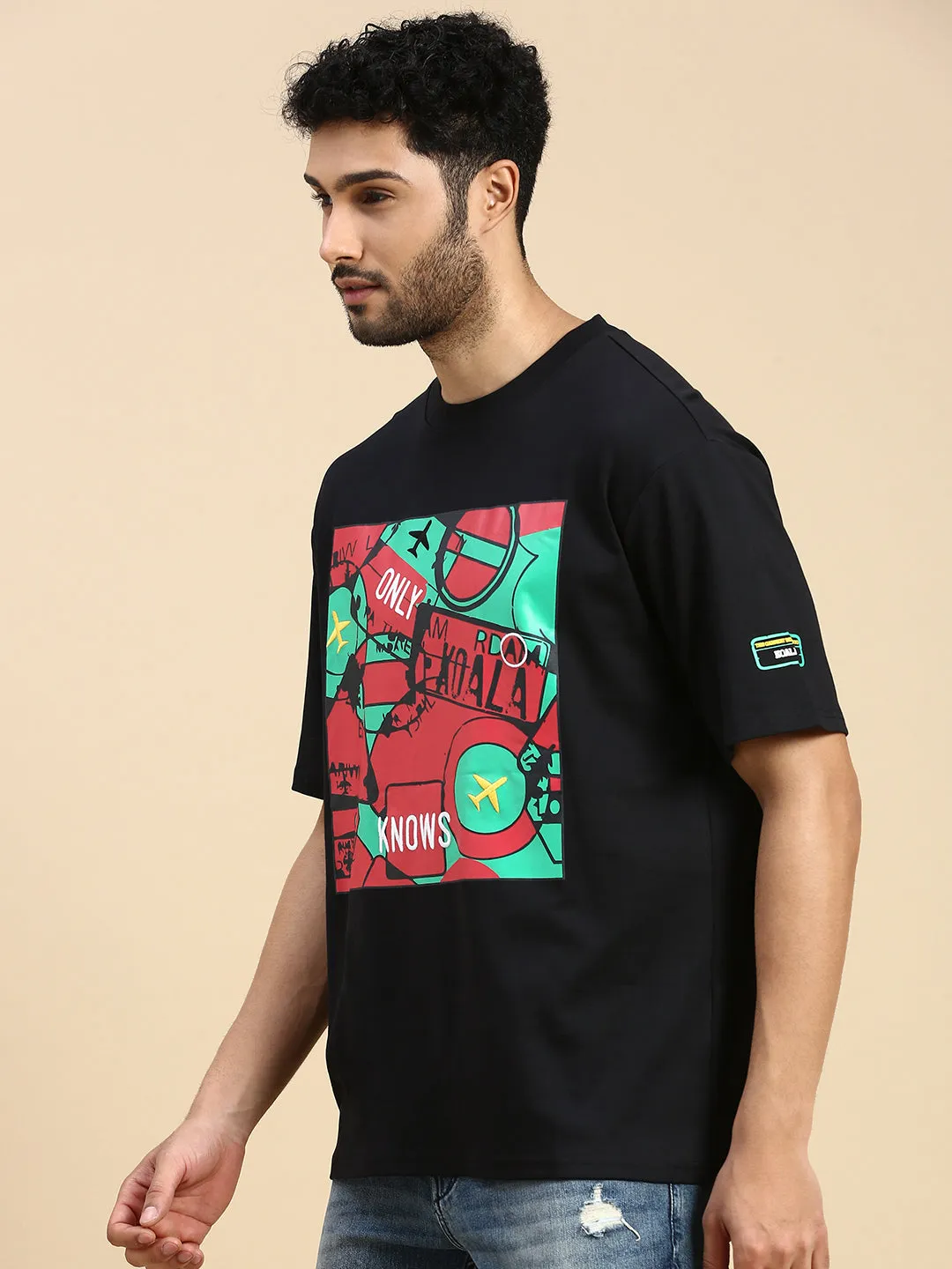 Unisex Oversized Fit Freddo Black Tshirt