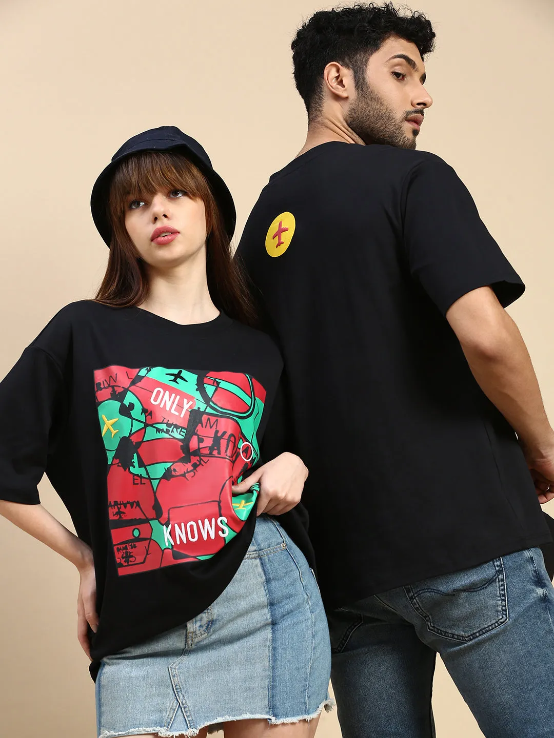 Unisex Oversized Fit Freddo Black Tshirt