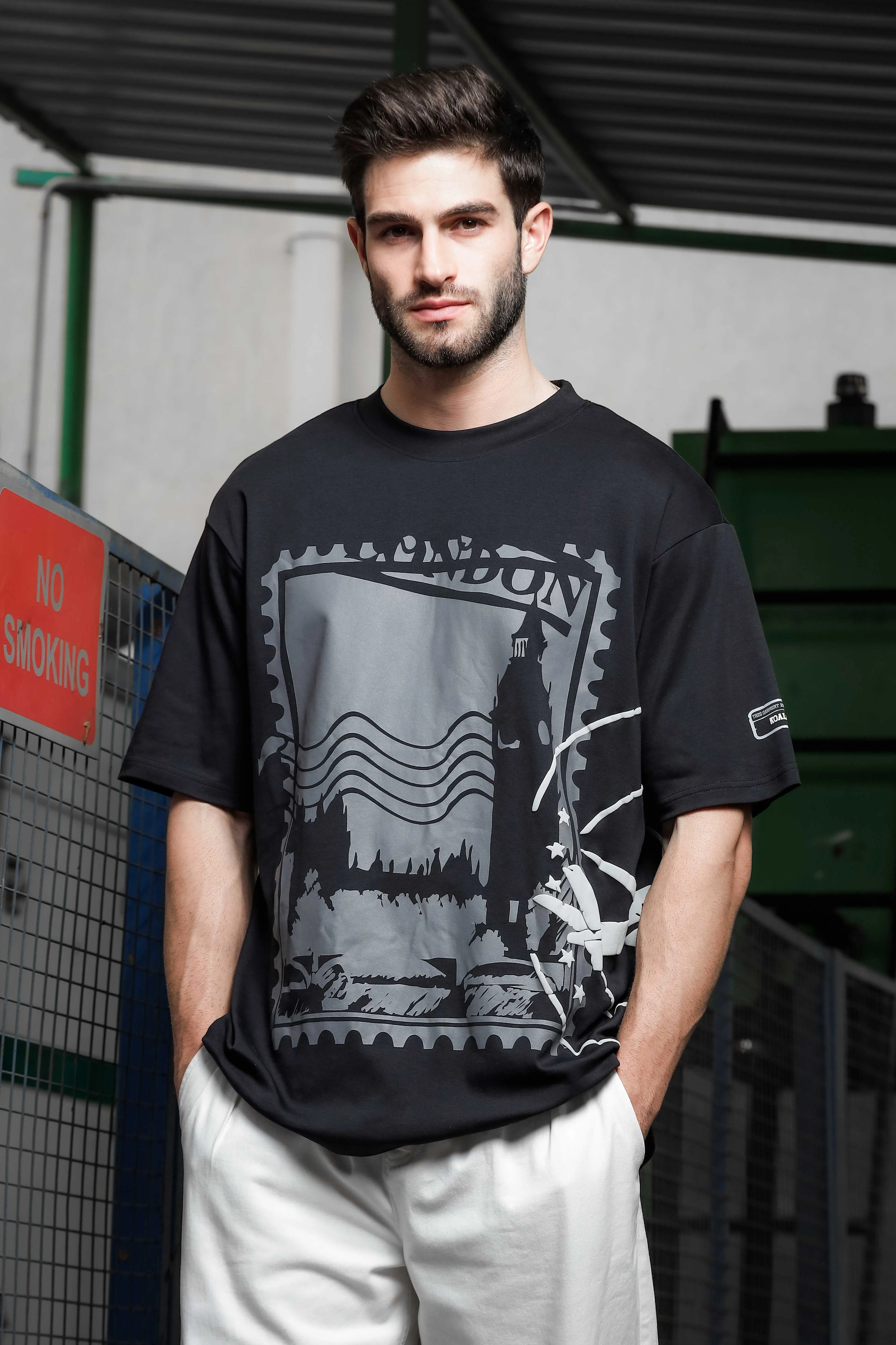 Unisex Oversized Printed Drop-Shoulder Sleeve Pure Cotton T-shirt