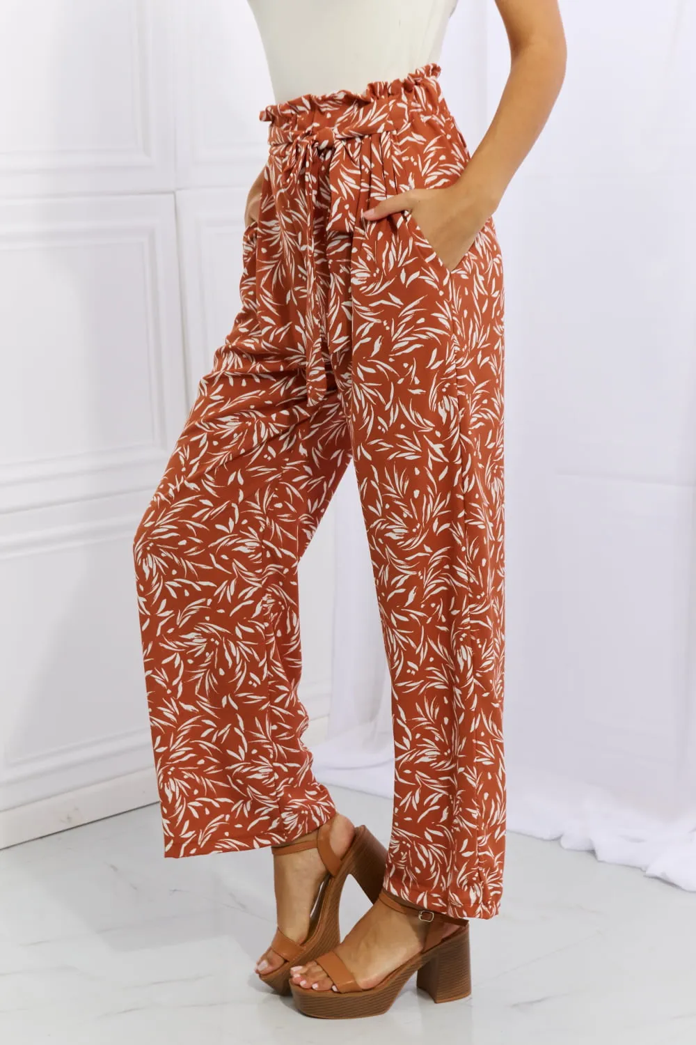 Women's Geometric Printed Pants in Red Orange